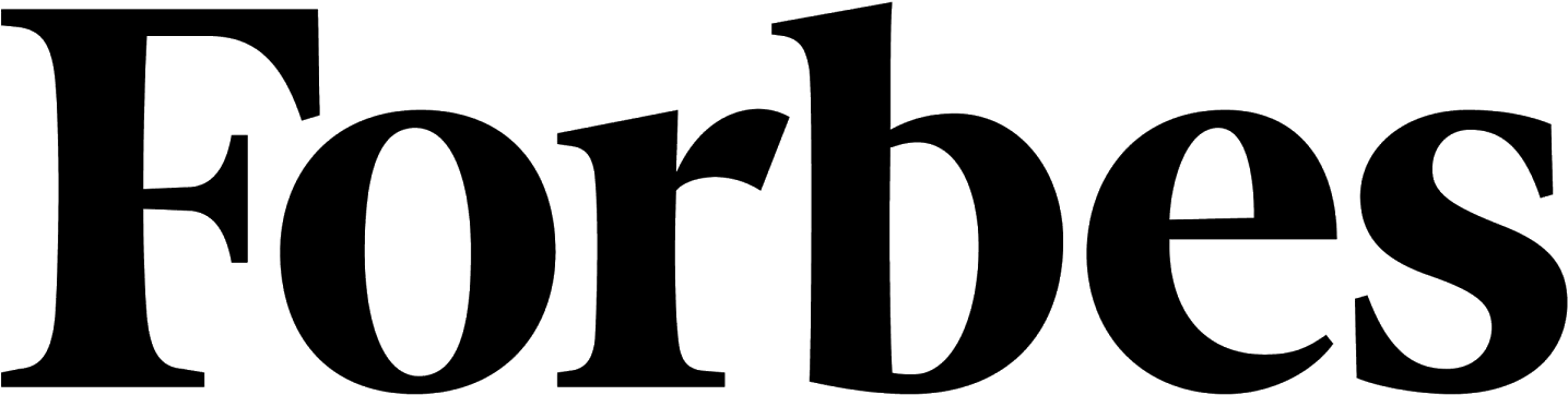 The image shows the Forbes logo in bold, black serif font on a transparent background.