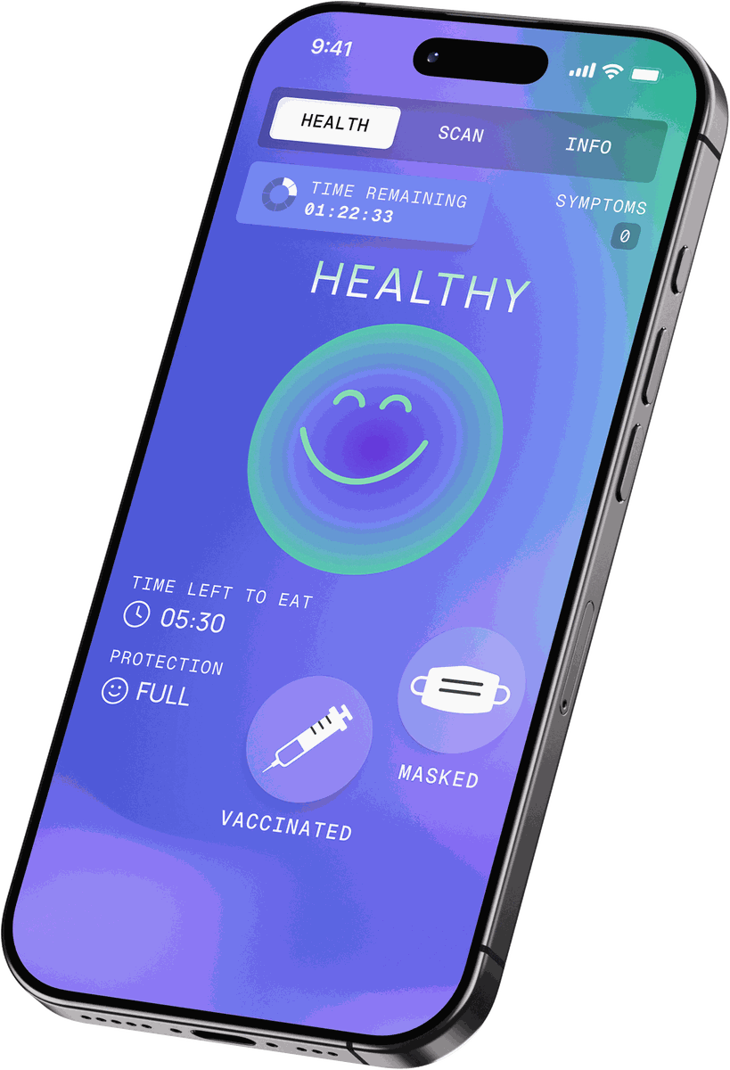 Participant app showing a healthy status