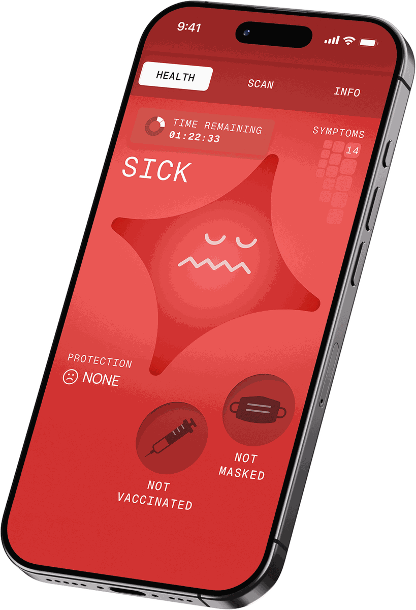Participant app showing an infected status